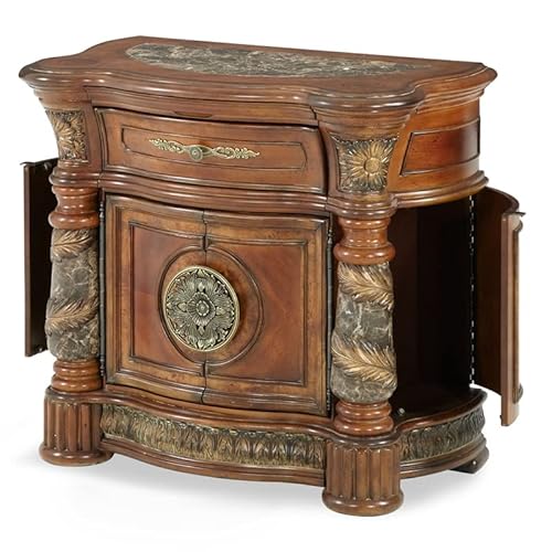 Michael Amini Villa Valencia Bedside Chest, Classic Chestnut #TOP4