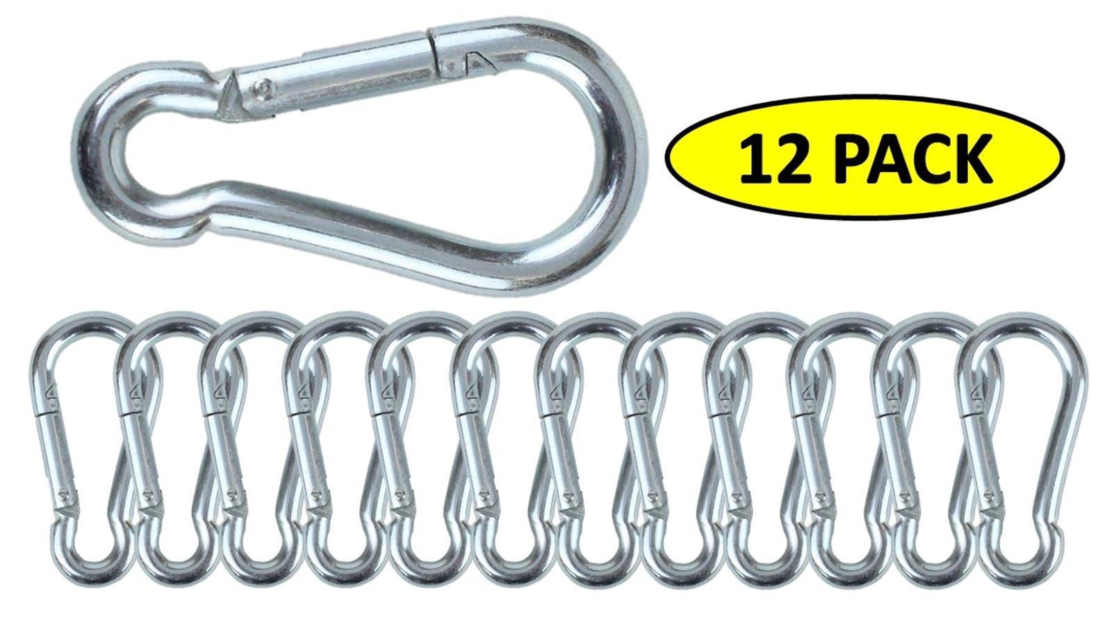 Karabinerhaken aus verzinktem Stahl, robust, 90 - 180 kg Tragkraft, 6 Packungen, 12 Packungen und verschiedene Packungen