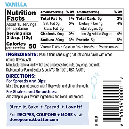 Peanut Butter & Co. Vanilla Peanut Powder, Non-GMO Project Verified, Gluten Free, Vegan, 6.5 Ounce (Pack of 6)