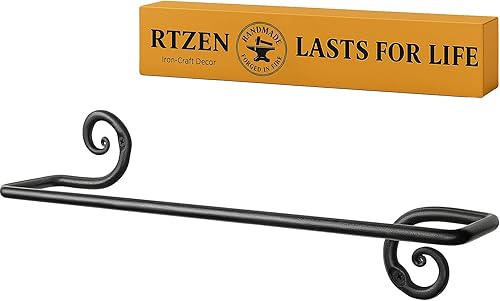 Miniatura 10 de RTZEN Farmehouse Soporte para Toallas de Baño - Barra Vara para Toallas de Hierro Forjado Metal Mate Negro para Montaje en Pared - Barra Colgante de