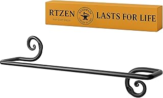 RTZEN Farmehouse Bathroom Towel Holder - Wrought Iron Matte Metal Black ...