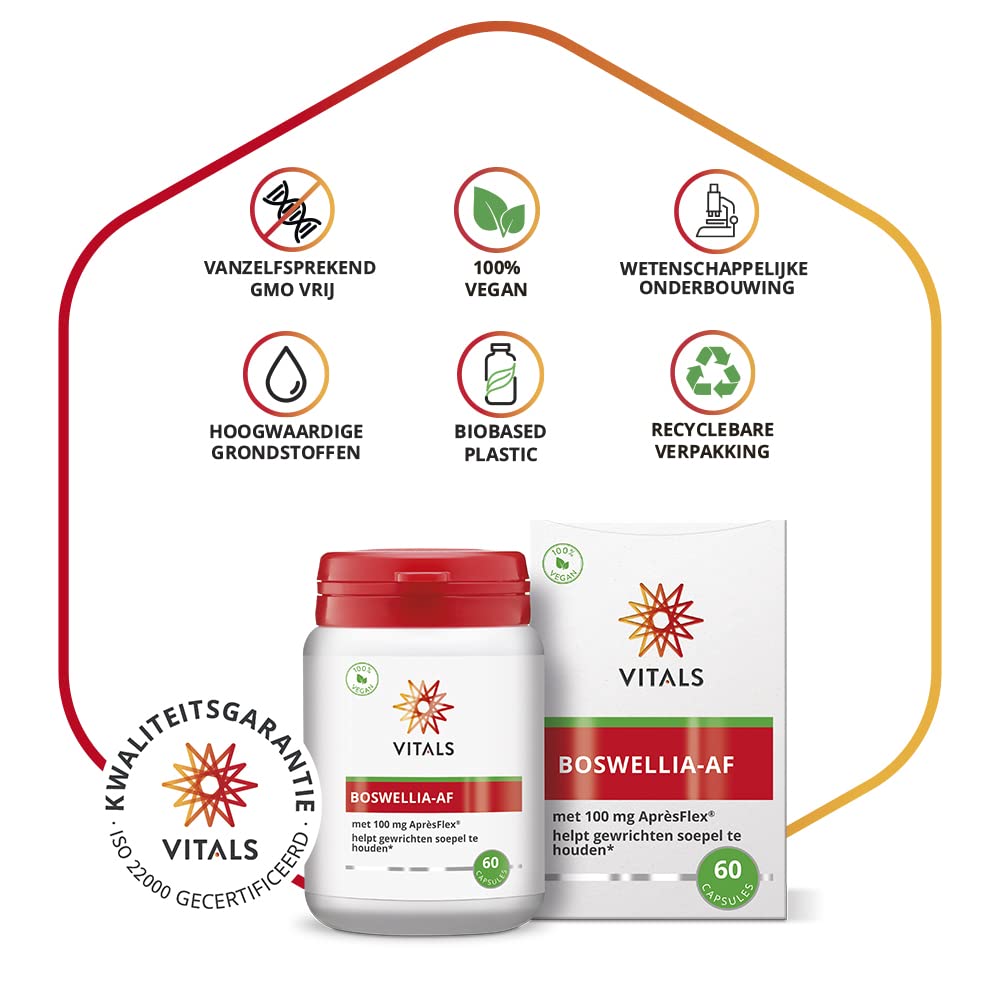 Vitals Boswellia AF - 60 Kapseln, vegan. Für bewegliche Gelenke. Mit 100mg Aprèsflex aus Boswellia serrata.