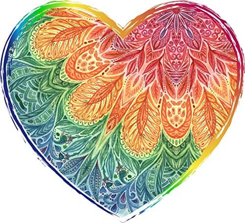 Pretty Rainbow Mandala Boho Flower Heart Truck Car Bumper Sticker Vinyl Decal 5"