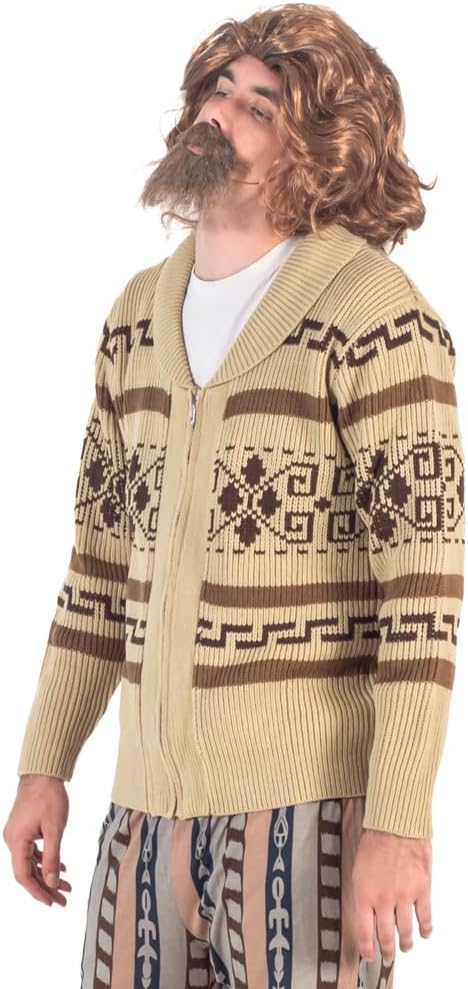 Lebowski Jeffrey The Dude Zip Up Costume Cardigan Sweater Halloween Cosplay - Image 3