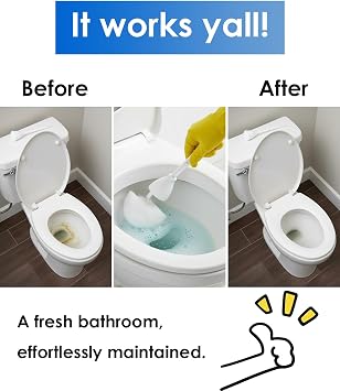 HAYVAN 20 Pack White Soft Toilet Brush - Long Handle Toilet Bowl Mop with Squeeze Lid for Bathroom, No-Scratch & Includes 2 Hooks for Hanging