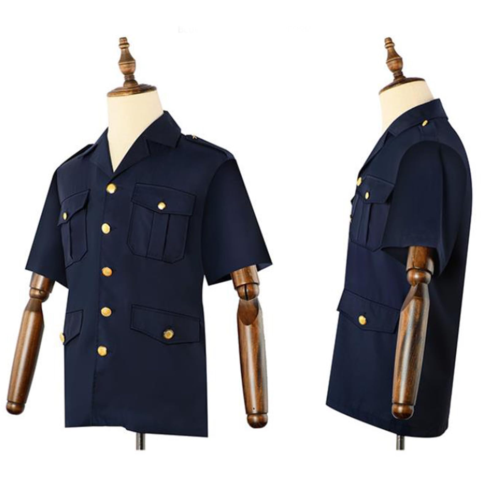 Multiuso Camicia Blu Maniche Corte/Lunghe Button Up Colletto Uniforme di sicurezza Camicetta Casual Abbigliamento da lavoro con tasche con patta Abito professionale