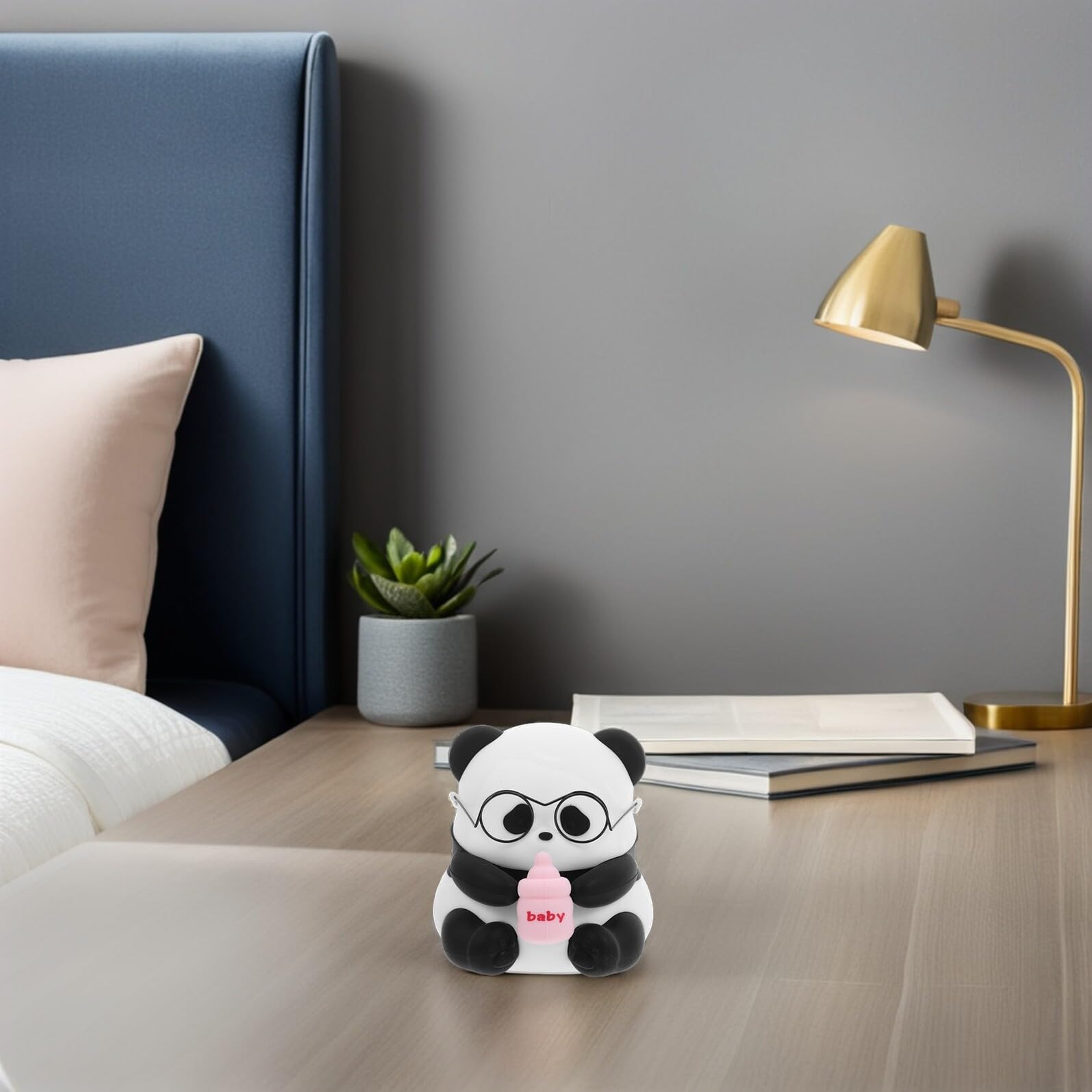 Veemoon Luz De Noche De Panda Acariciando Lámpara De Silicona Para Dormitorio Infantil Luz De Noche Creativa Para Mesita De Lámpara Led De Color Cambiante Para Cabecera De Habitación Para