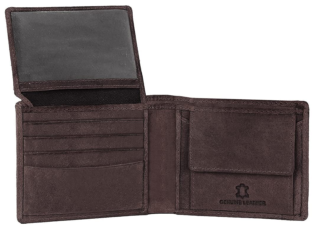 WildHorn ® Men's Antlers Hunter Leather Wallet (Dark Brown) - Image 5 thumbnail