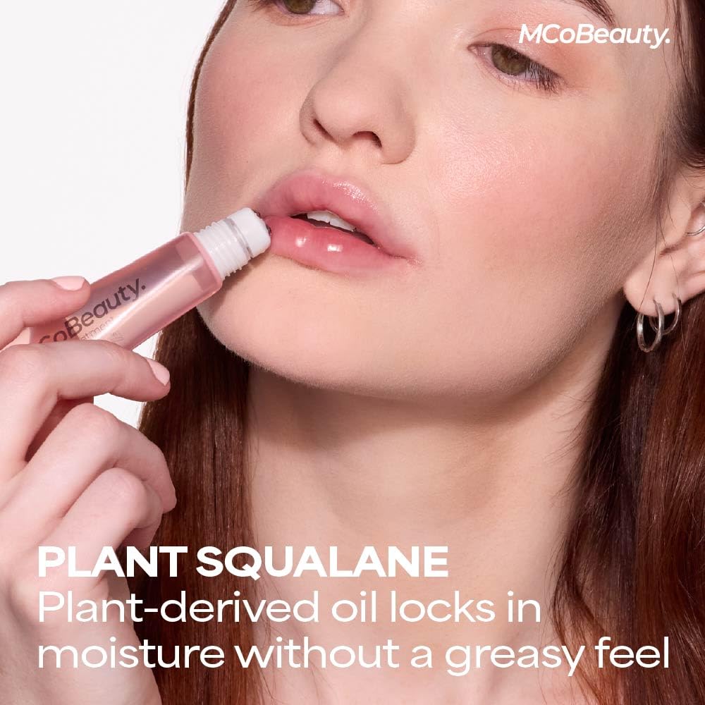 MCoBeauty Glow and Treat 2-in-1 Lip Treatment - Berry | Tinted Lip Oil with Squalane, Glossy Moisturizing Lip Balm for Dry Lips, Vegan & Cruelty Free