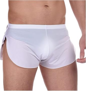 Mens Boxer Briefs with Large Split Sides Supporters Ice Silk Boxer Briefs See Through No inner lining Underwear