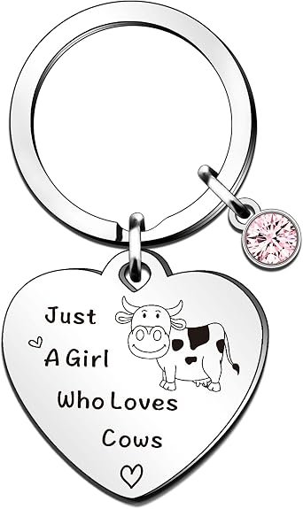 QMVMV Funny Cow Keyring Gifts Animal Lover Gift Just A Girl Who Loves Cows Cow Lover Gift For Women Girls, Who Loves Cows Keyring