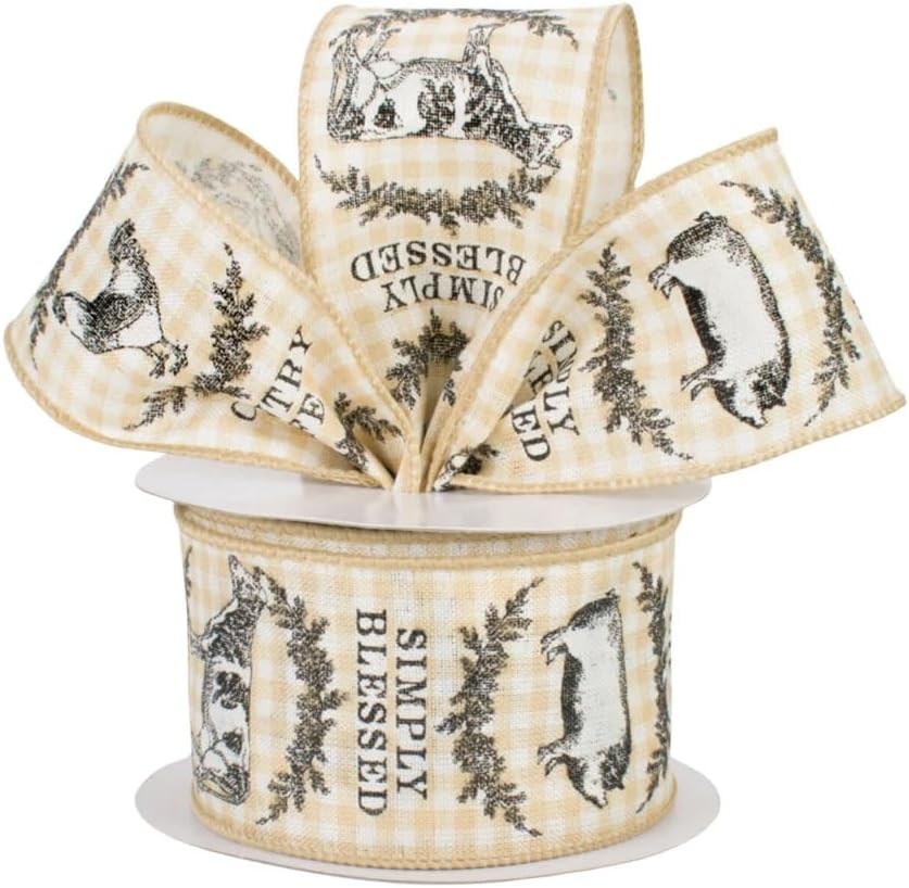 Rustic Barn Ribbon Amazon.com: Rustic Farmhouse Linen Ivory Check Ribbon, 2.5
