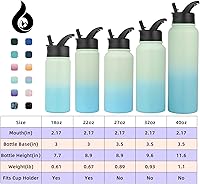 Vista 56 de BJPKPK - Botellas de agua aisladas con tapa de popote, botellas de agua de acero inoxidable de 40 onzas con 3 tapas, termo a prueba de fugas libre