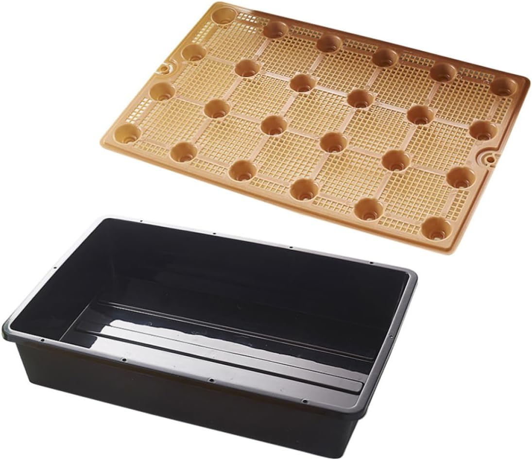Black Plastic Plant Starter Tray with Partition and Drainage Holes
