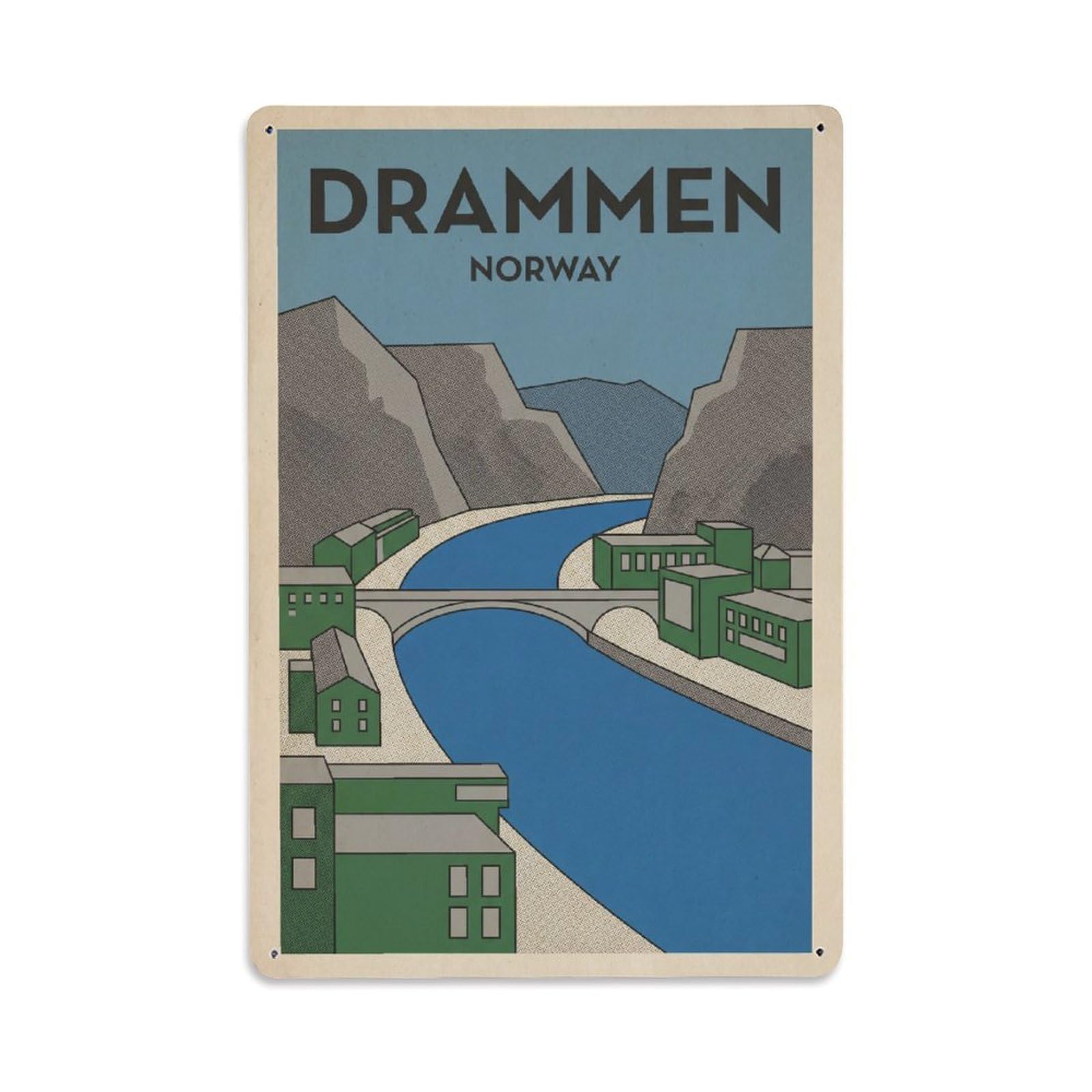 Travel Norway Drammen Retro Metal Tin Sign