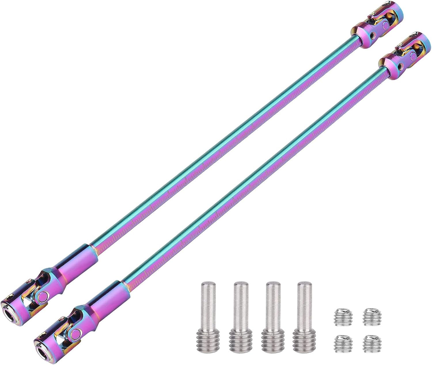Cut to Length Drive Shaft Stainless Steel 232-248mm Universal Joint Driveshaft for 1/10 RC Crawler Axial SCX10 Capra TRX4 Redcat Gen8 Gen7 Upgrades Parts(Rainbow)