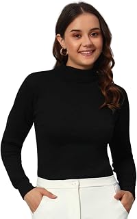 Women's Ribbed Turtleneck Top – Full Sleeve High Neck Winter T-Shirt | Slim Fit Casual Stylish Stretchable Top Price In India