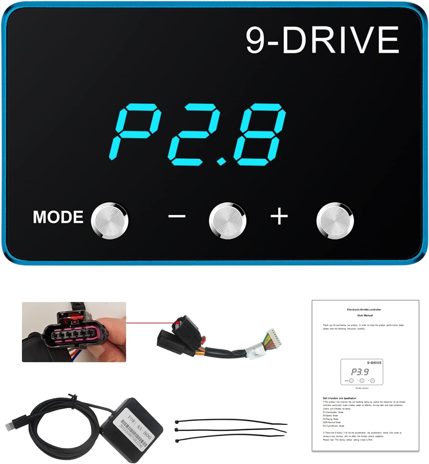 JINKEY Throttle Response Controller, 9 Drive Throttle Controller 9 Mode Electronic Racing Accelerator for Audi for VW for Skoda for SEAT for Porsche