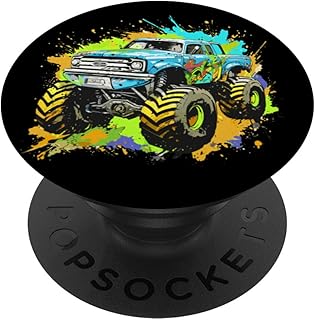 Monster Truck Racing Vintage Art Love Trucks Boys Graphic PopSockets Standard PopGrip