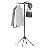 SONGMICS Clothes Drying Rack, 59-Inch Folding Laundry Drying Rack with 3 Rotatable Arms for Hangers, 4 Legs, Stainless Steel, for 27 Pieces of Clothes, Black ULLR510B01