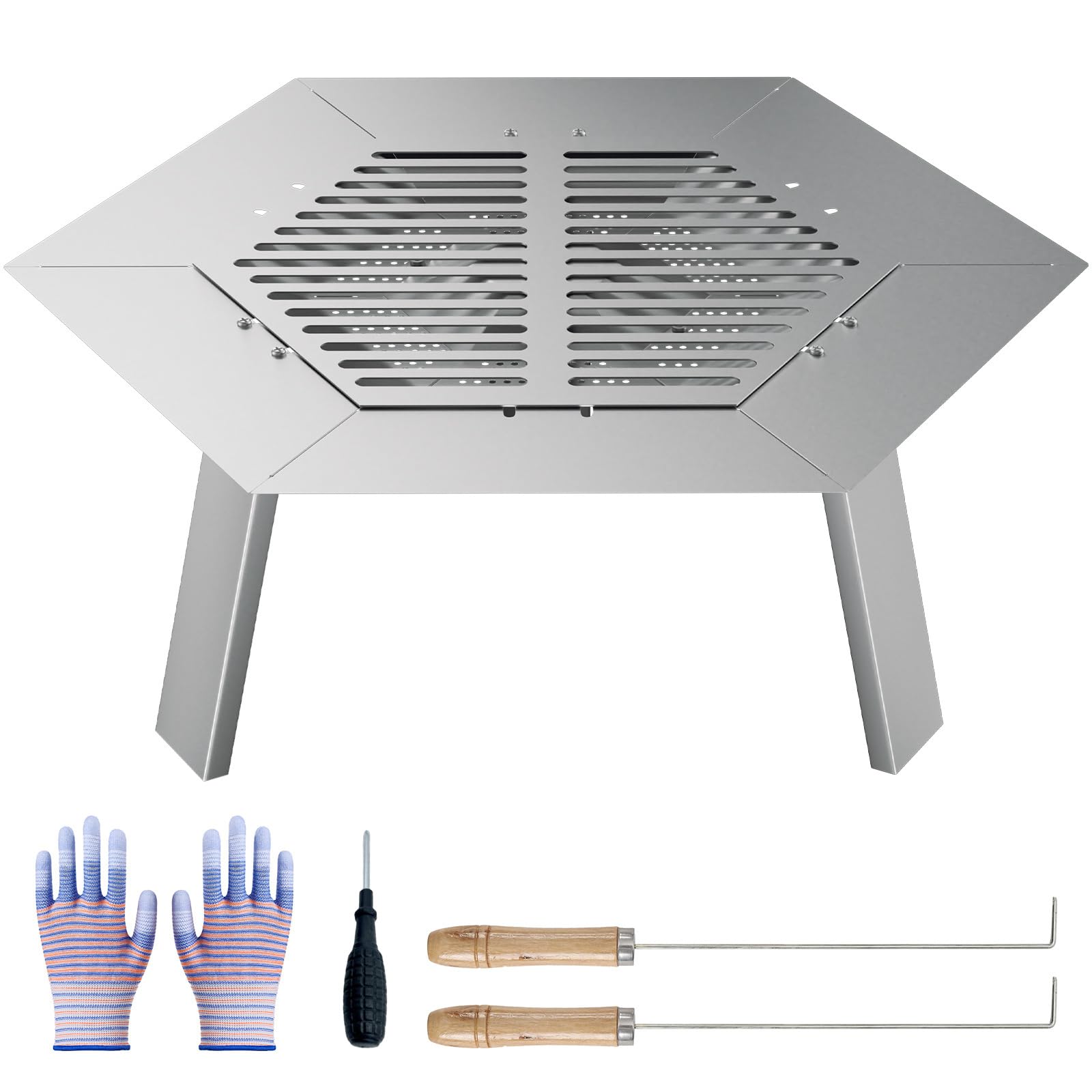 Fuairmee 15” Heat Deflector for Solo Stove Ranger/Ranger 2.0, Stainless Steel Heat Diffuser with Fireplace Hook Handle, 3 Leg for Most Outdoor/Indoor Backyard Camping Solo Stove Accessories