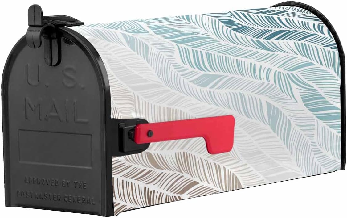 Turquoise Brown Mailbox Cover - Spring Summer Fall Winter Magnetic Mailbox Covers Décor Accessories for Outdoor Garden Wraps Post Letter Box Cover Yard Signs,Gradient Abstract Modern Leaves