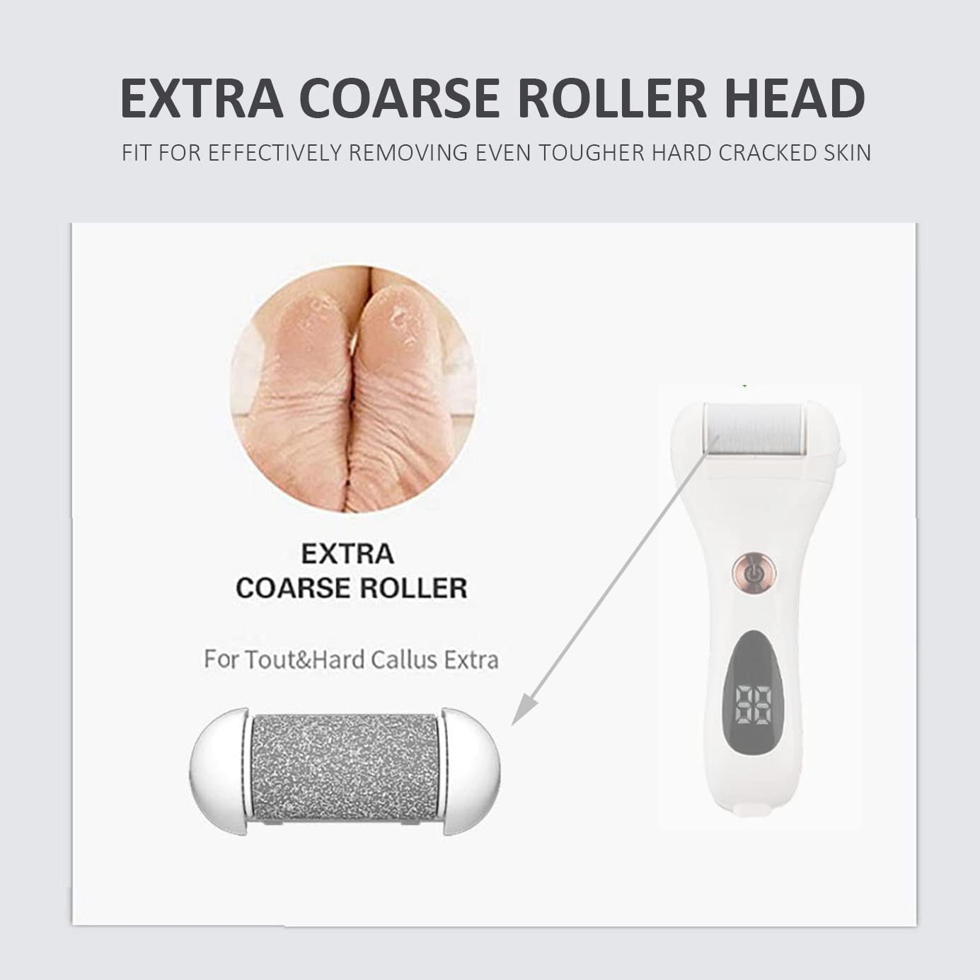 3 Pack Same Rough Replacement Coarse Roller Head for Electric Callus Remover, Foot File Pedicure Tools for Feet Callus Shaver Pedicure Kit for Cracked Heels and Dead Skin (3pcs Extra Coarse)