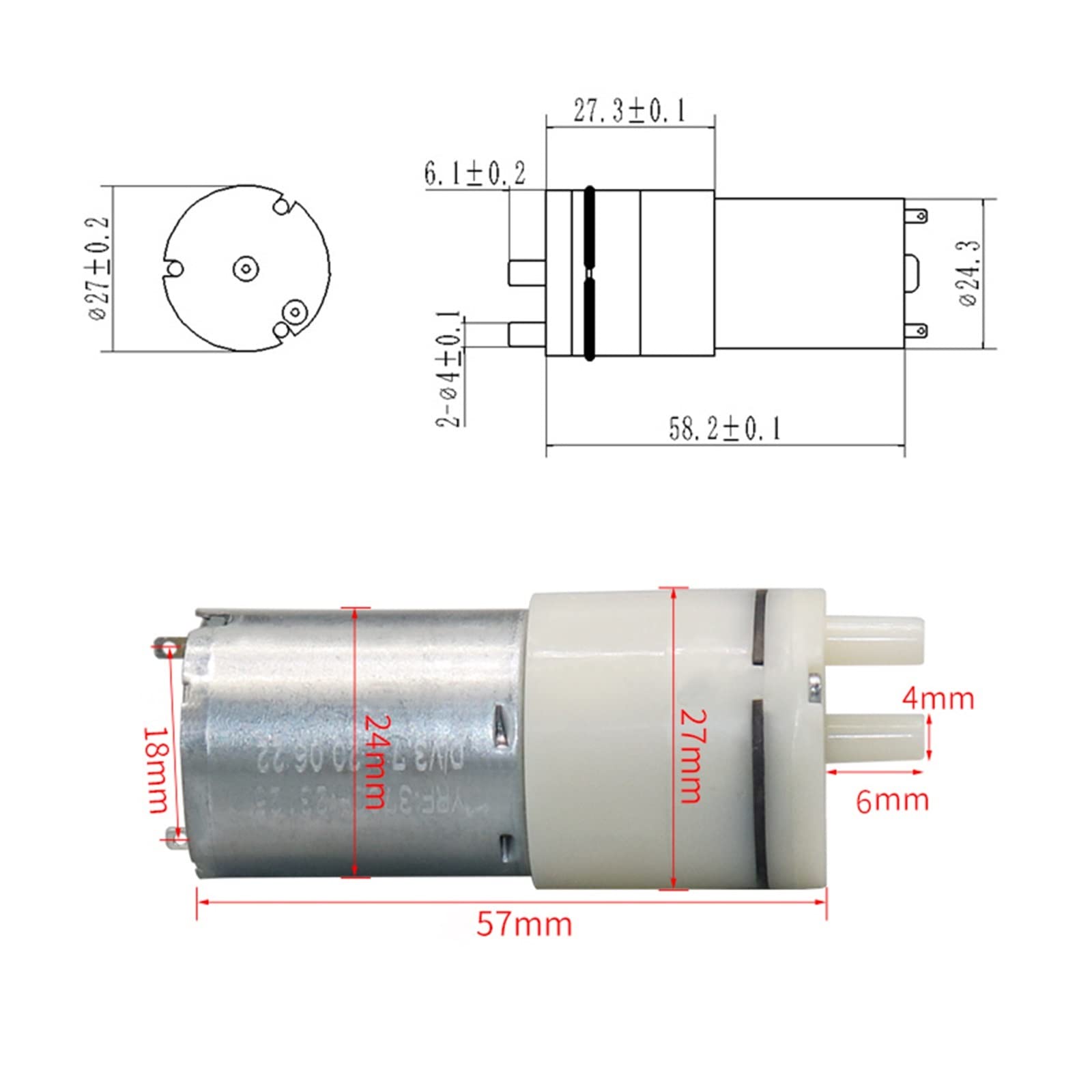 Mikro-Luftpumpe, Mini-Vakuumpumpe mit Hohem Durchfluss, Geräuscharm, Gleichstrom, Breite Anwendung, Stabile Leistung für Geräte (DC6V