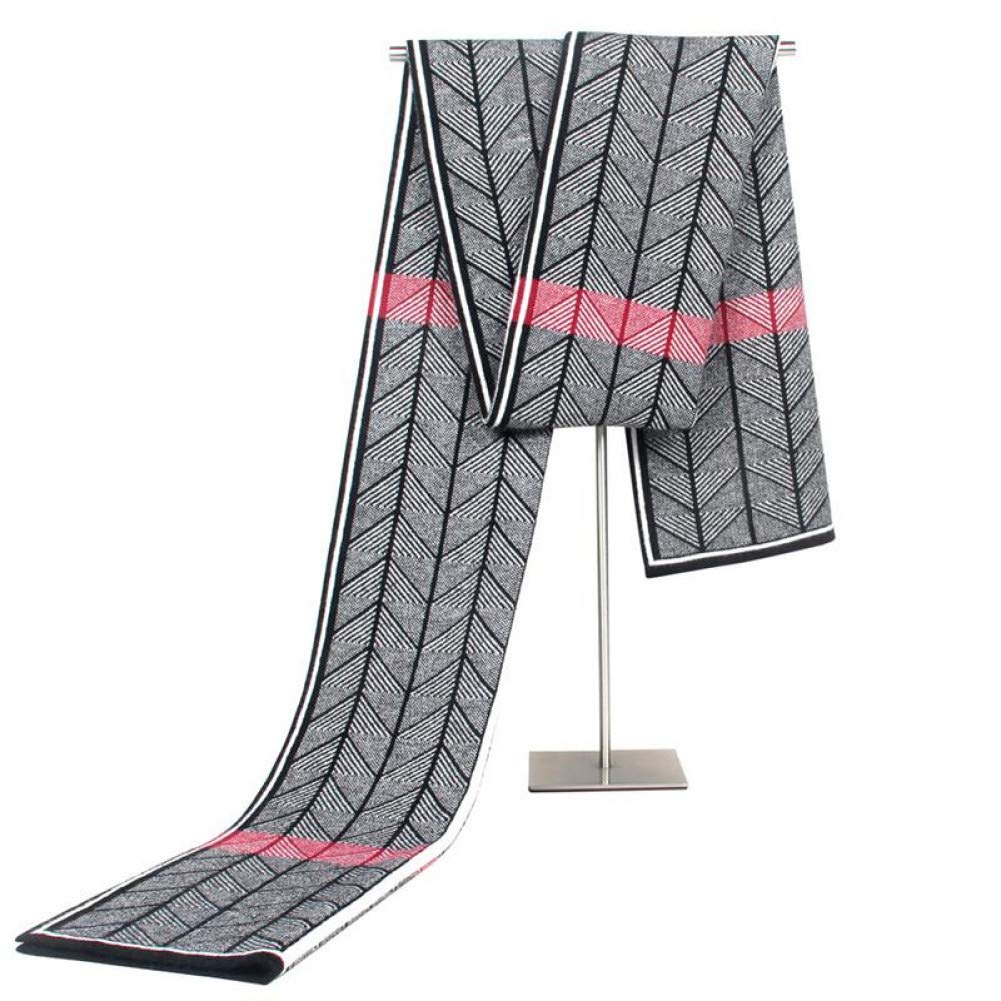 Bufanda de invierno para hombre con tejido jacquard a cuadros y rayas chal largo cálido 4