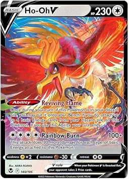 Ho-Oh V 140/195 Ultra-Rare Rare Pokemon Card SWSH Silver Tempest + 1x TitanCards  Toploader