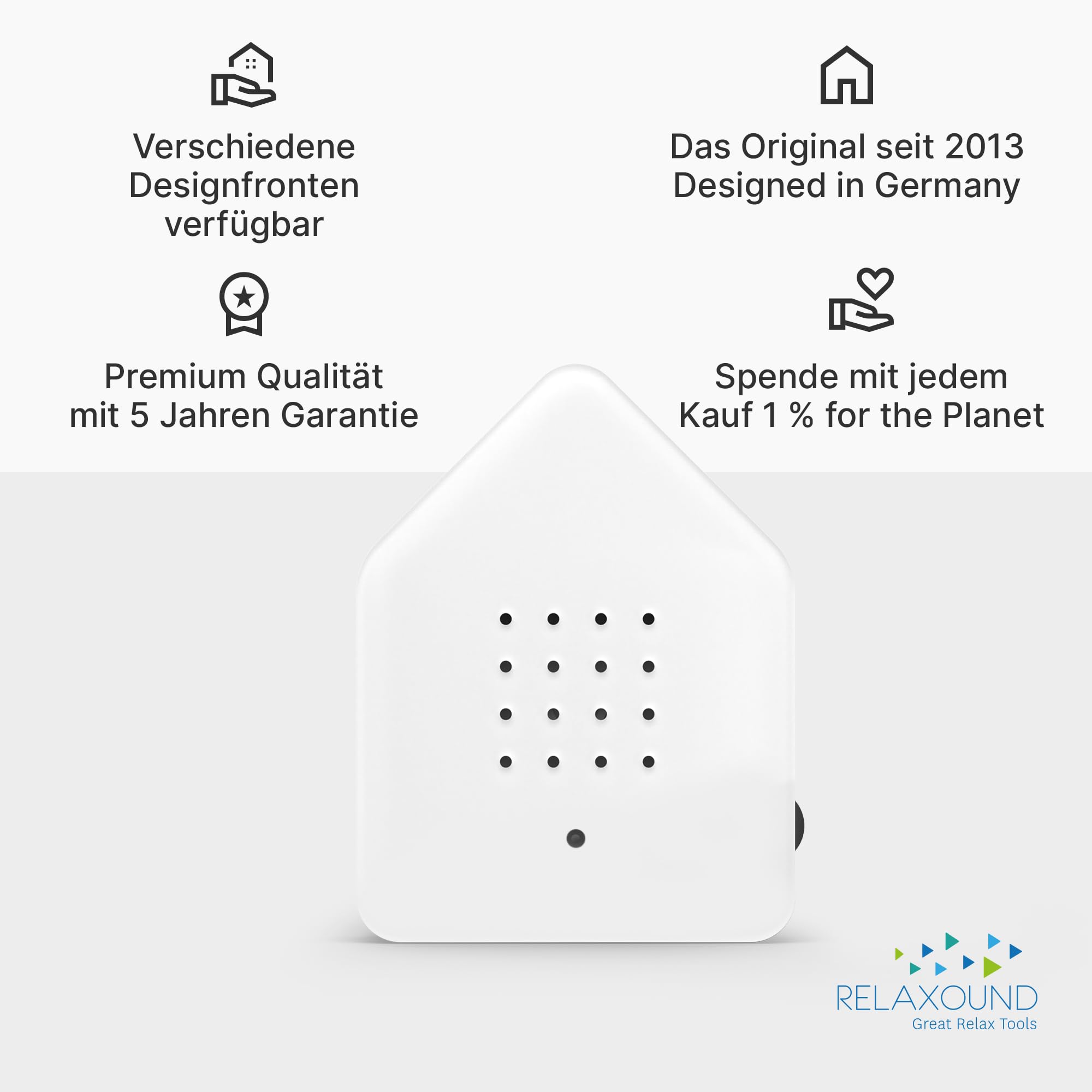 RELAXOUND ORIGINAL Zwitscherbox "White" – Moderne Vogelgezwitscher Box – Entspannender Vogelgesang – Bewegungsmelder mit Sound – Naturgeräusche Soundbox