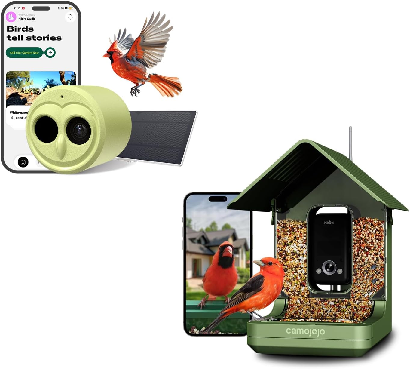 Hibird 4K HD Smart Bird Feeder Camera, 2.4G/5G Dual WiFi Wireless Outdoor, Auto Bird Video Capture, Instant Notifications, AI Identify 10000+ Species for Bird Lover