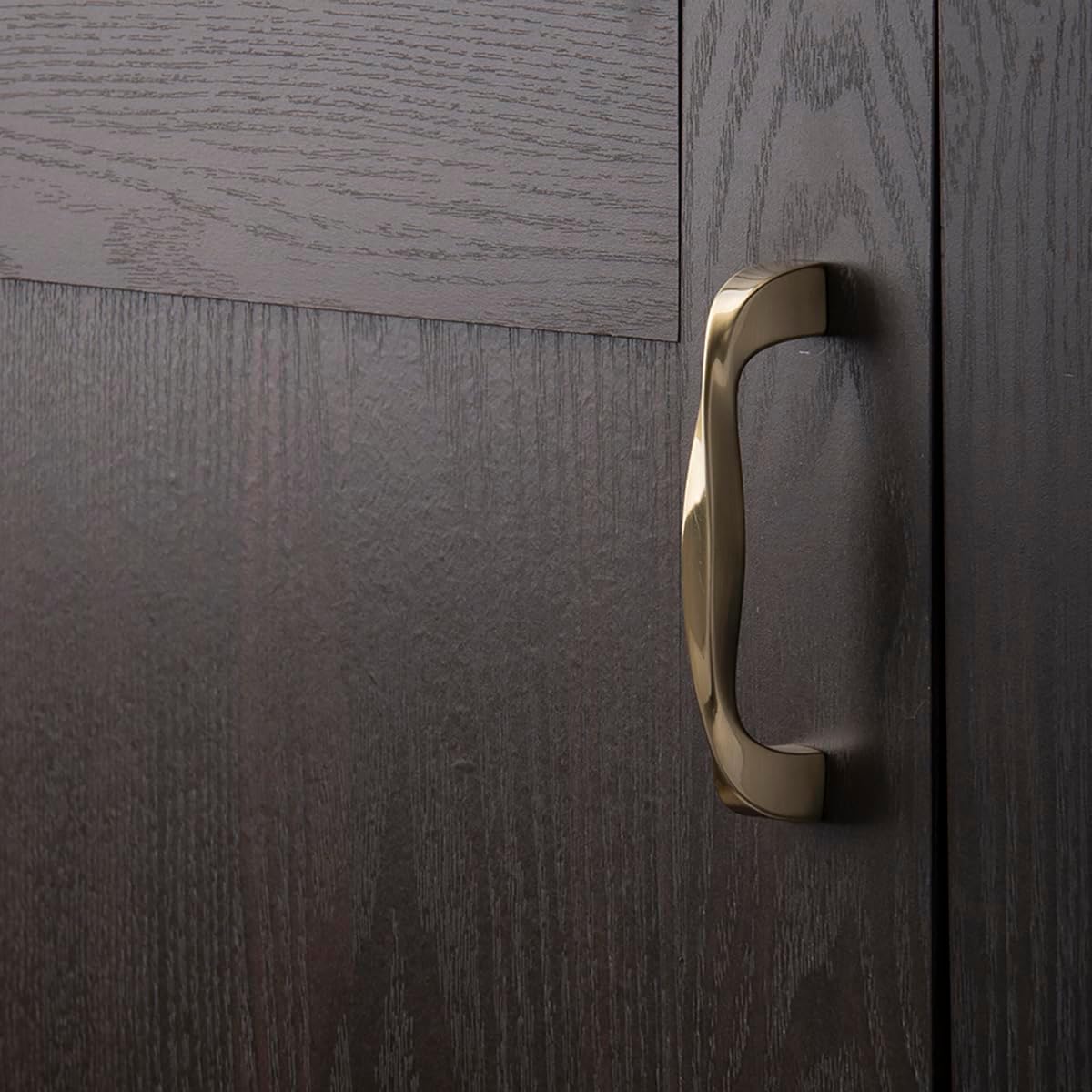 Hickory Hardware 10 Pack Solid Core Kitchen Cabinet Pulls, Luxury Cabinet Handles, Hardware for Doors & Dresser Drawers, 3-3/4 Inch (96mm) Hole Center, Elusive Golden Nickel, Twist Collection