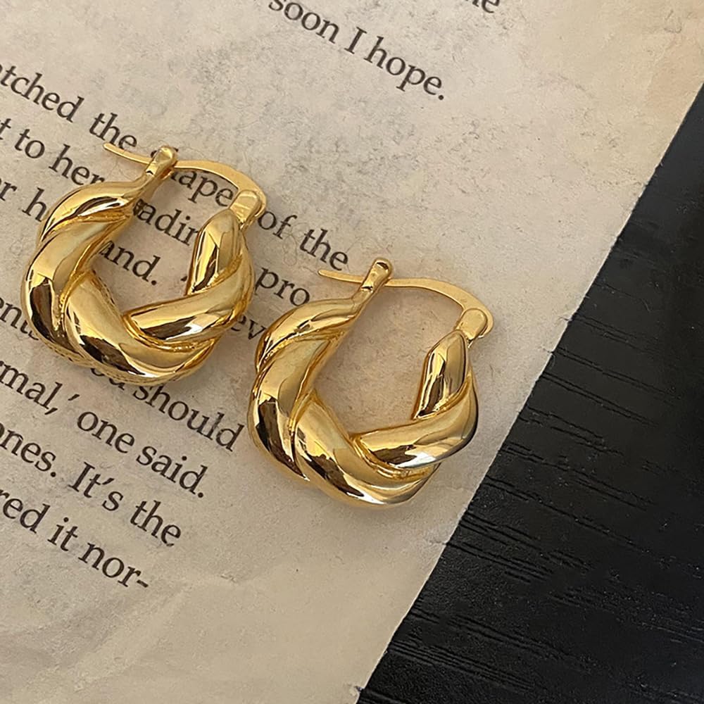 Gold Twist Hoop Earrings for Women, Lightweight Gold Hoop Earrings Fashion Jewelry Gifts - Image 3