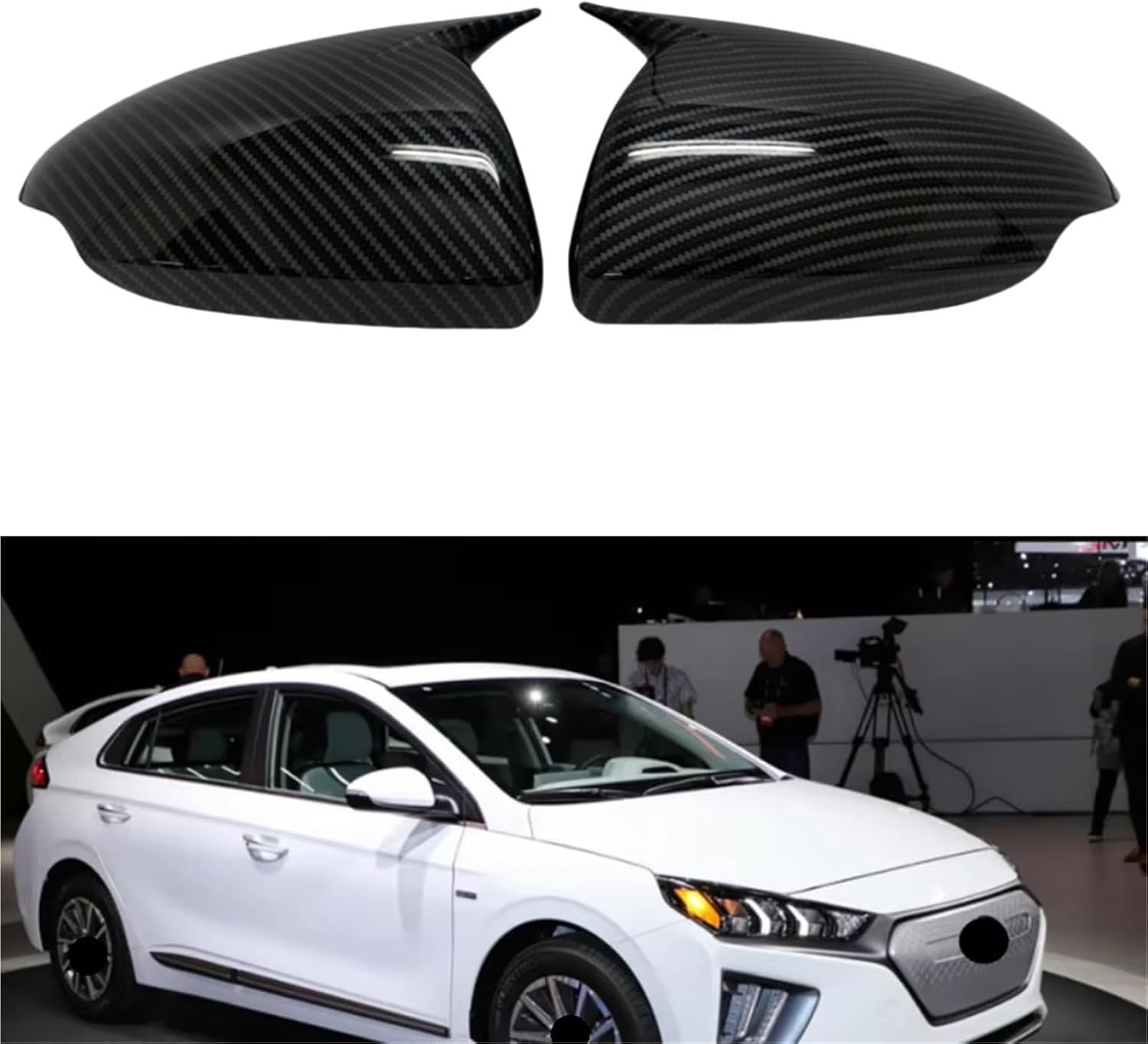 Cover Wing Cap Exterior Door Rear View mirror cover Car Accessories Compatible For Hyundai IONIQ 2016-2022 Horn Car (Carbon Look)