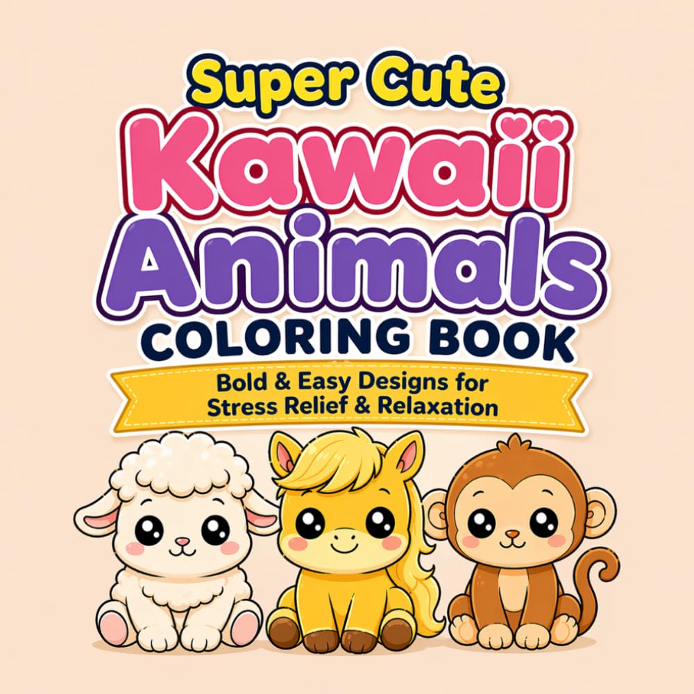 Super Cute Kawaii Animals Coloring Book: Bold & Easy Designs For Stress Relief & Relaxation (Cute And Cozy Coloring Books)