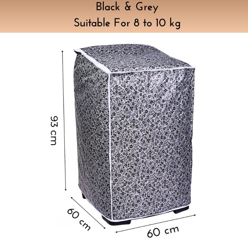Image of Top Load Washing Machine Cover Pvc Suitable For - Lg-8-10kg | Black & Grey - Size: 60X60X93Cm