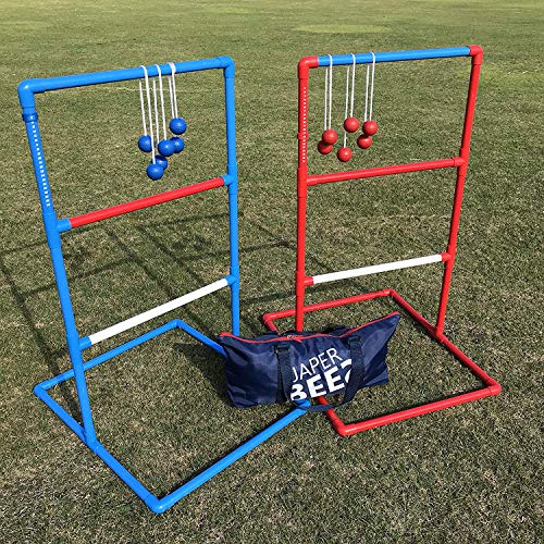 JaperBees Ladder Ball Toss for Outdoor Lawn Game with Heavy Duty Structure and Fasion Carrying Bag (Premium)