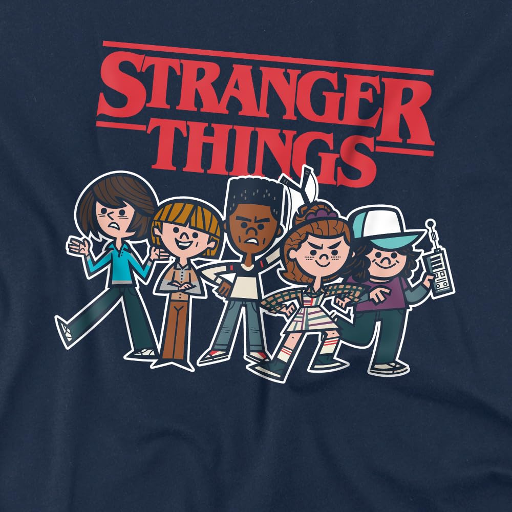 Stranger Things Cartoon Group Kids T Shirt, Navy, 9-11