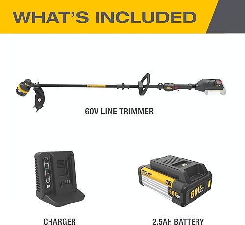 Vista 11 de Cat DG610 60V 15” Brushless String Trimmer Cordless with Dual Line Bump Feed Head, Edger with Quick Line Load, Weed Trimmer with ECO Mode for