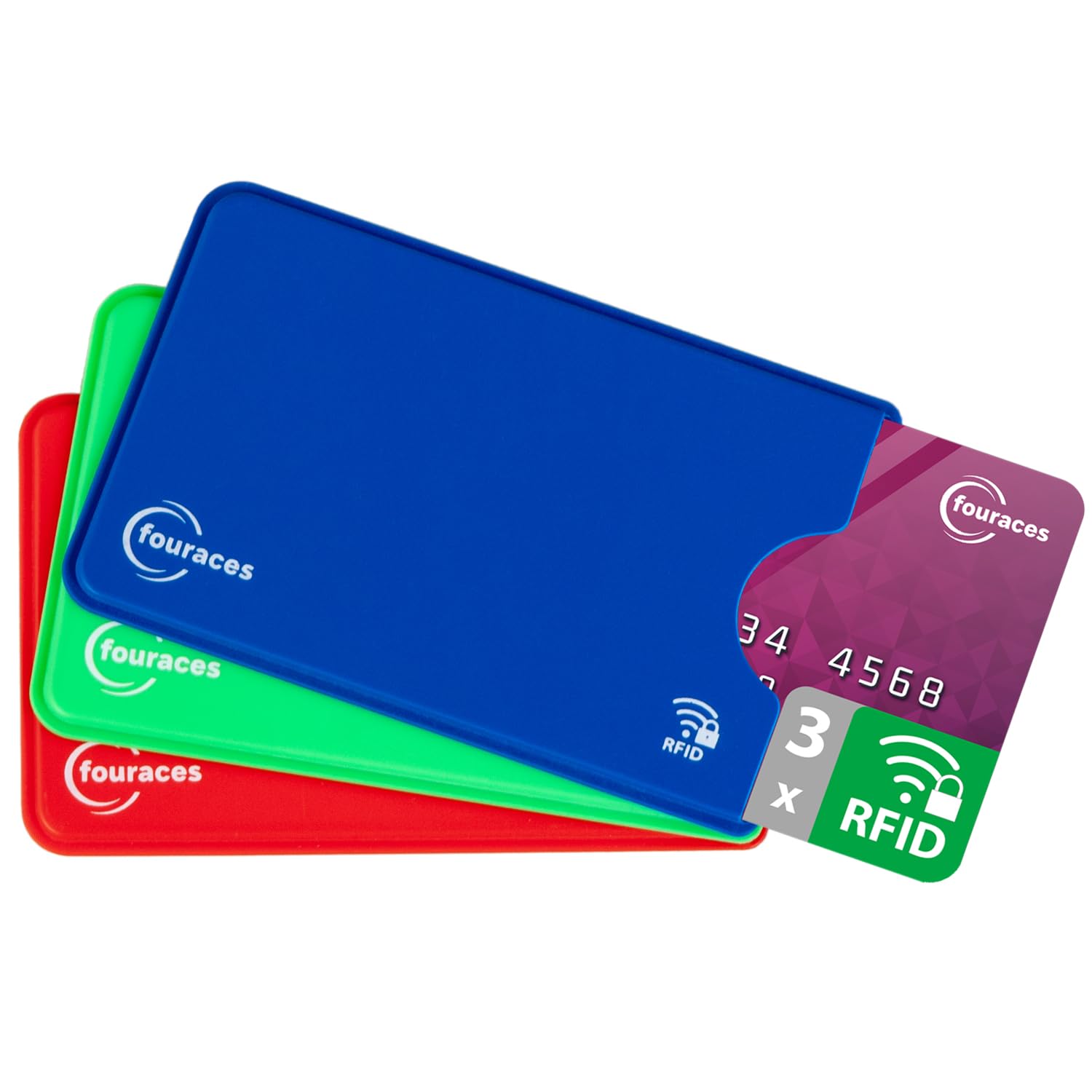 fouraces 3x etui ochronne z blokadą RFID – różne kolory – zabezpieczenie przed kradzieżą danych – etui NFC – etui na karty kredytowe i karty EC, etui na karty EC na karty bankowe