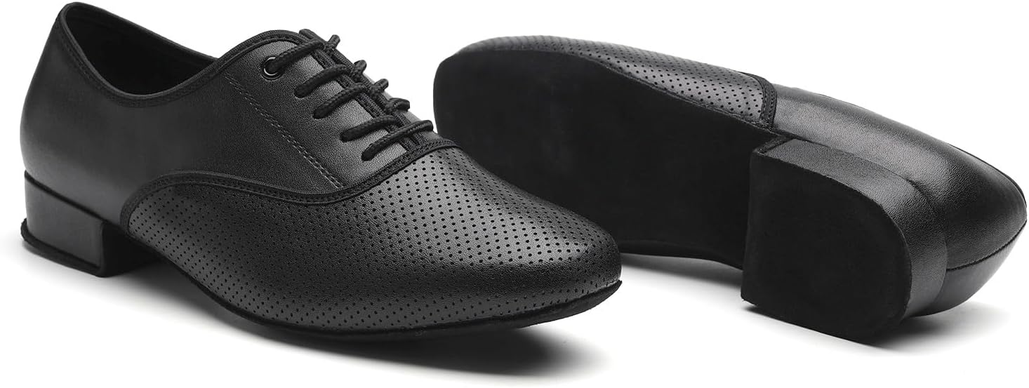 SWDZM Mens Latin Ballroom Dance Shoes Breathable Lace-up Salsa Tango Waltz Character Practice Dancing Shoes Men