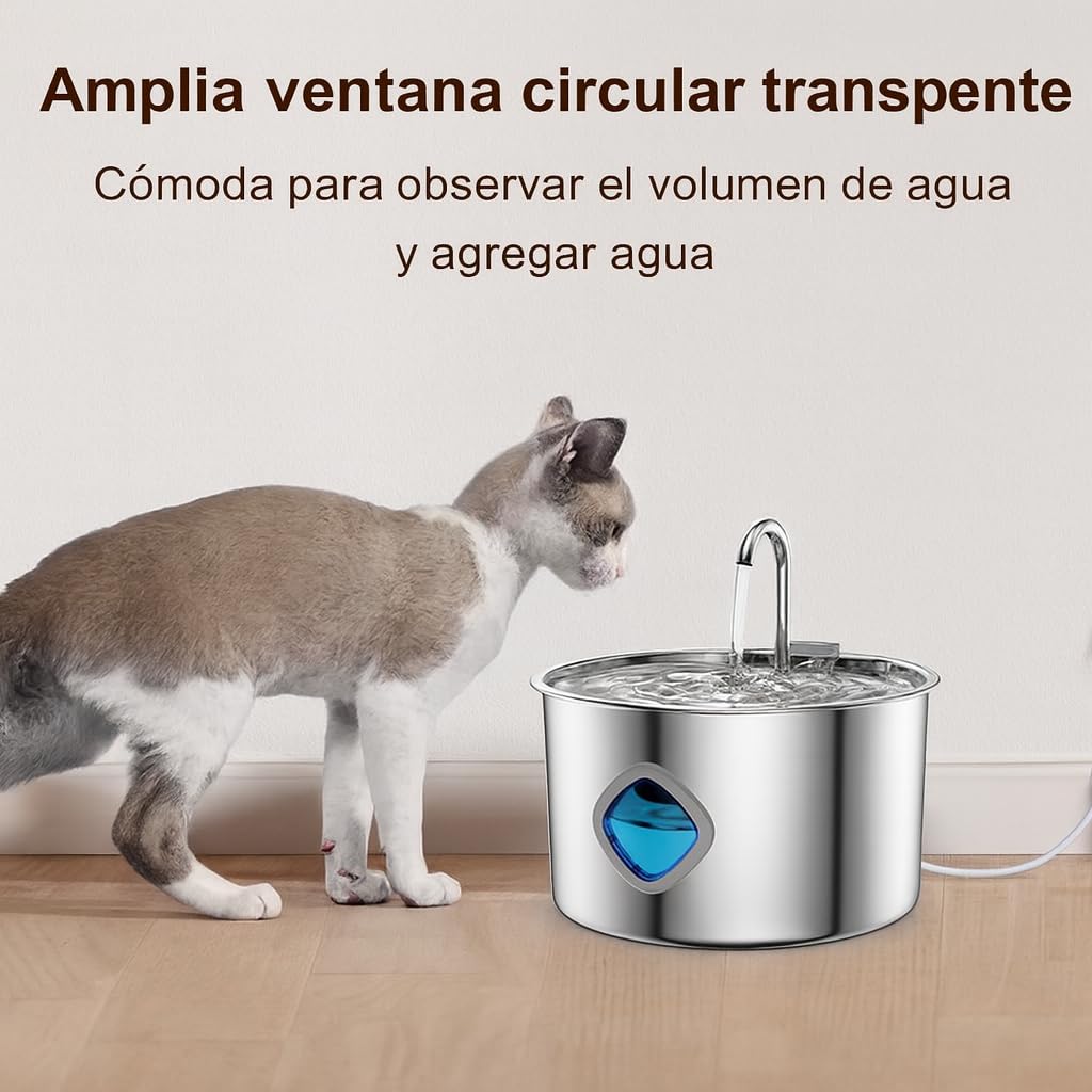 Fuente de Agua para Gatos Acero Inoxidable, Fuentes Diseño de Grifo con 2 Filtros, 3.2 L Fuentes de Agua Automática y Silenciosa de Gran Capacidad Fácil de L (USB+10 Filtros)