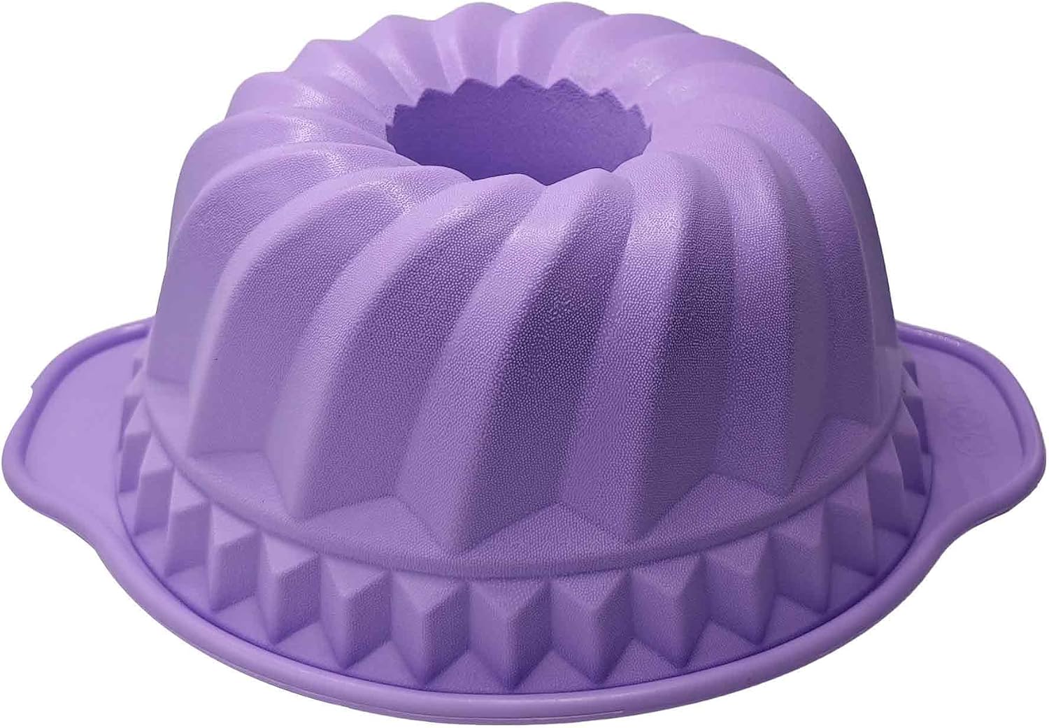 9 Inch Purple Silicone Fluted Cake Pan, Non-stick Baking Mold with Handle for Bundt Cakes Bread and Desserts