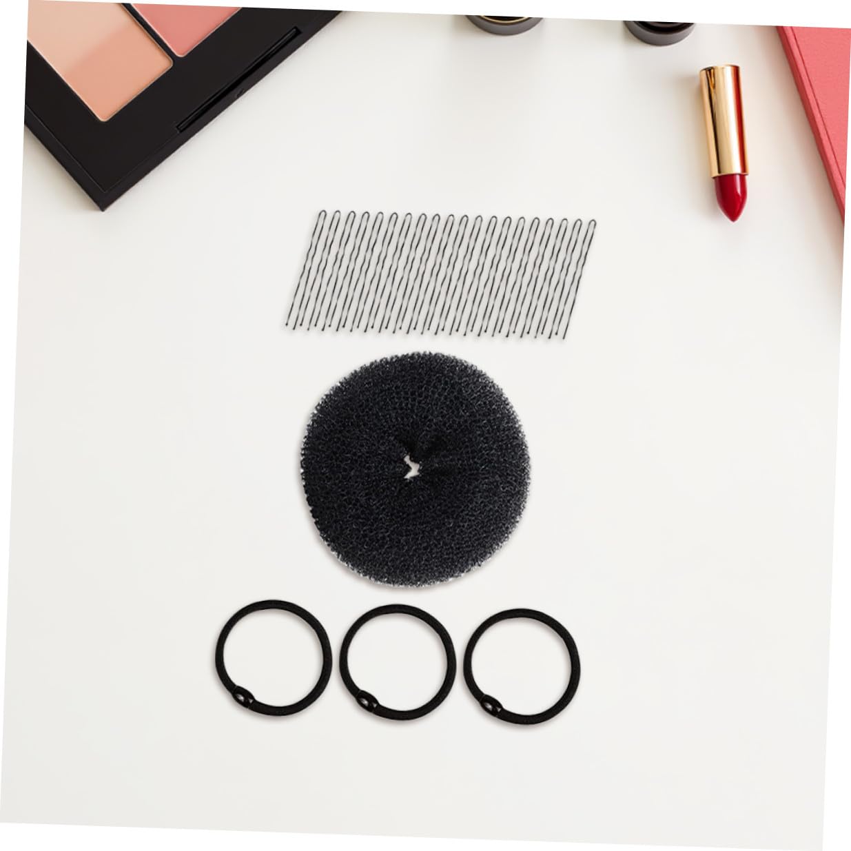 Mini Hair Bun Shaping Tool Set 49 Pieces Black 82g Small Hair Accessories for Women Manual Bun for Casual and Formal Styling