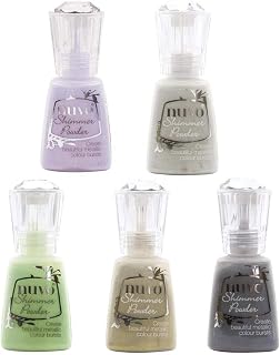 Nuvo Shimmer Powder 5-Piece Color Block Bundle: Lilac Waterfall, Lunar Rocket, Golden Sparkler for Stunning Crafts