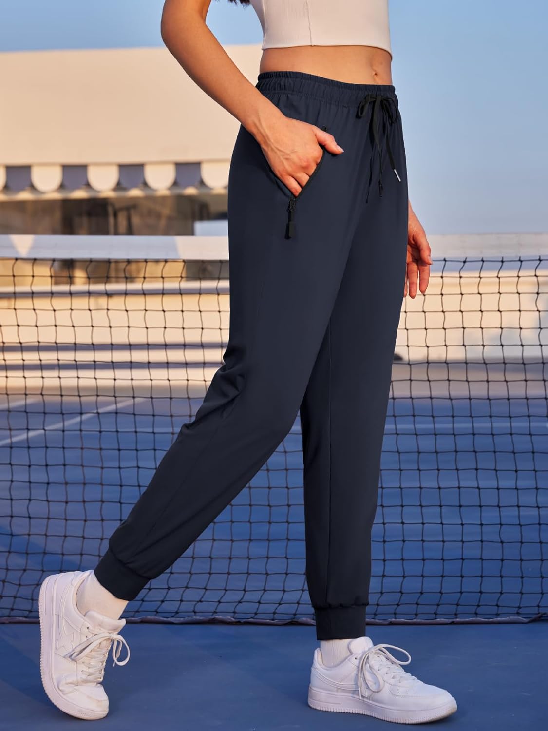 Womens Athletic Pants Quick Dry Ultra Stretch Jogger Pants Breathable Casual Hiking Pants with Zippers Side Pockets - Image 3