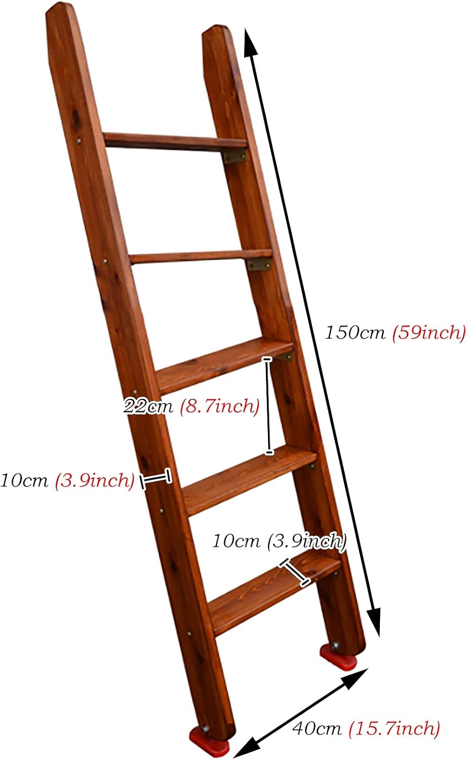 Bed Ladder Wooden Vintage Bed Ladder, Heavy Duty Non-Slip Floorstand Loft Bed Ladder with Rubber Foot Pads, for Bunk Bed College Dorm Bunk Bed Ladders (Size : HIGH 150 cm/59 inch)