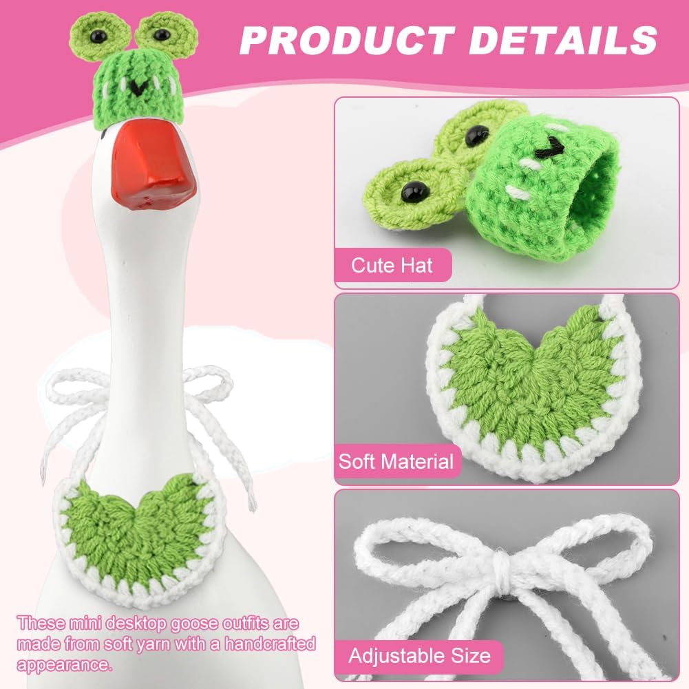 6 Pcs 7 Inch Desk Goose Outfits, Mini Knitted Hats with Bibs Customs for Magnetic Goose Key Holder Decoration