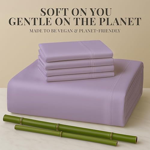 Miniatura 5 de Sacred Thread Juego de sábanas de 6 piezas de rayón derivado de bambú, vegano, refrescante y orgánico para el hogar y los hoteles, más 50 colores